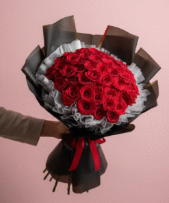 Luxury 50 Red Roses Bouquet with Premium Imported Wrapping