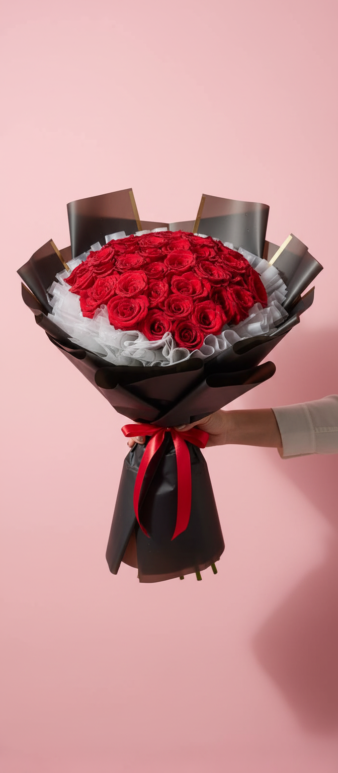 Luxury 50 Red Roses Bouquet with Premium Imported Wrapping Luxury 50 Red Roses Bouquet with Premium Imported Wrapping