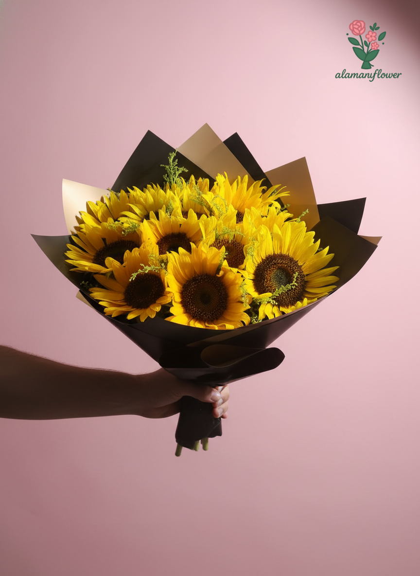 Luxury 15 Sunflowers Bouquet with Quad Imported Wrapping Luxury 15 Sunflowers Bouquet with Quad Imported Wrapping - Image 5