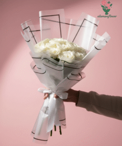 Alternative view of 20 Local White Super Roses – 4 Imported Wrappings