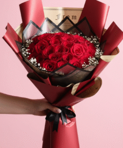 Luxury 30 Red Roses Bouquet with Baby Flowers & Six Imported Wrappings