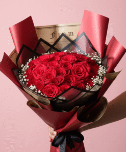 Luxury 30 Red Roses Bouquet with Baby Flowers & Six Imported Wrappings
