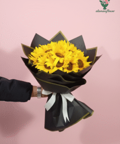 Sunflower Gift Set – 20 Sunflowers with 5 Imported Black & Gold Wrappings