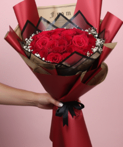 Luxury 30 Red Roses Bouquet with Baby Flowers & Six Imported Wrappings