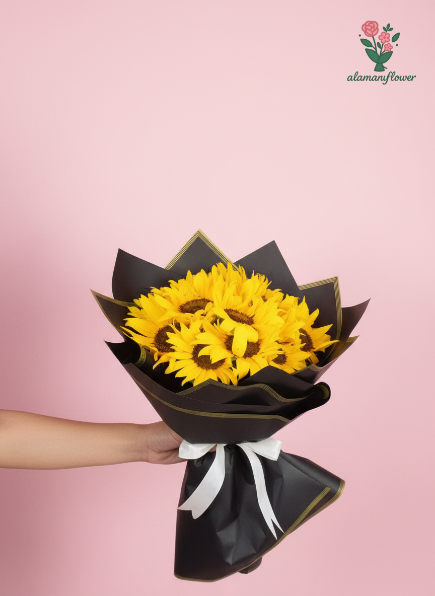 Sunflower Gift Set – 20 Sunflowers with 5 Imported Black & Gold Wrappings Sunflower Gift Set – 20 Sunflowers with 5 Imported Black & Gold Wrappings - Image 2