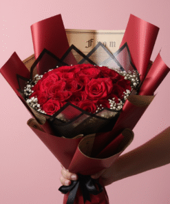 Luxury 30 Red Roses Bouquet with Baby Flowers & Six Imported Wrappings
