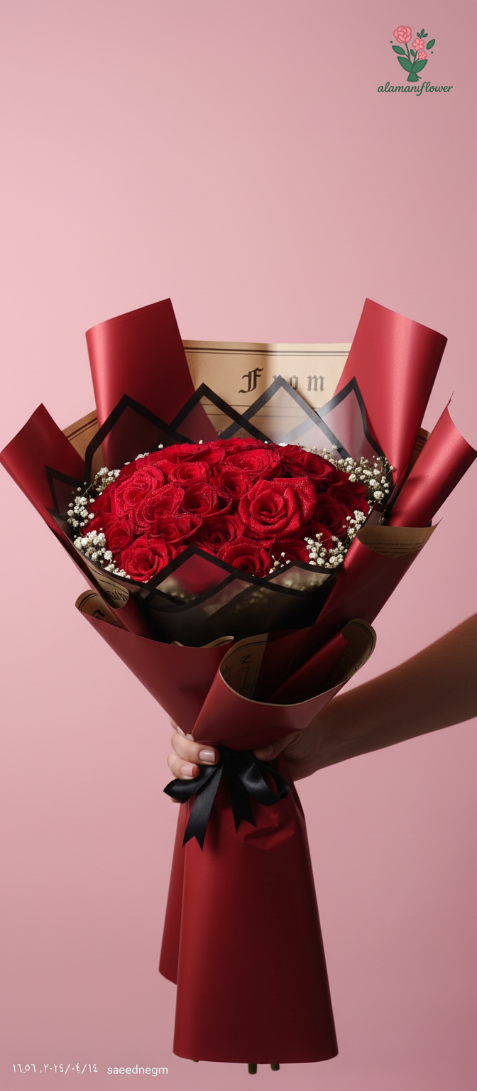 Luxury 30 Red Roses Bouquet with Baby Flowers & Six Imported Wrappings Luxury 30 Red Roses Bouquet with Baby Flowers & Six Imported Wrappings - Image 6