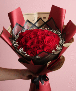 Luxury 30 Red Roses Bouquet with Baby Flowers & Six Imported Wrappings