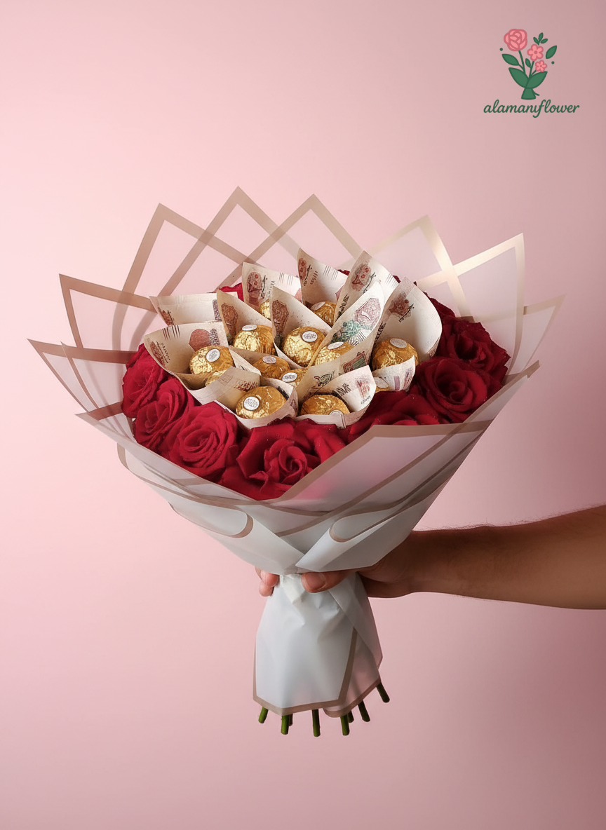 Romantic Gift Set – 15 Red Roses with 15 Ferrero Rocher Chocolates Romantic Gift Set – 15 Red Roses with 15 Ferrero Rocher Chocolates - Image 3