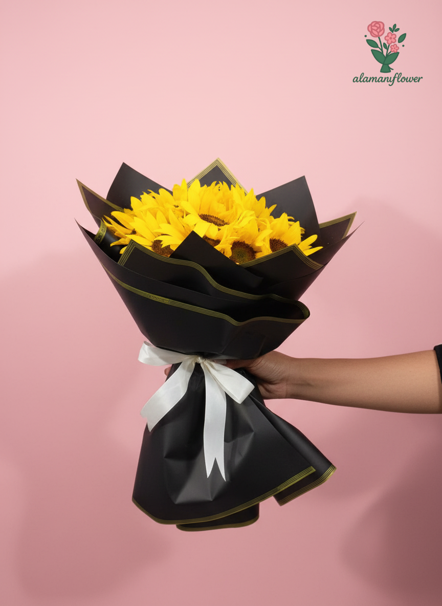 Sunflower Gift Set – 20 Sunflowers with 5 Imported Black & Gold Wrappings Sunflower Gift Set – 20 Sunflowers with 5 Imported Black & Gold Wrappings