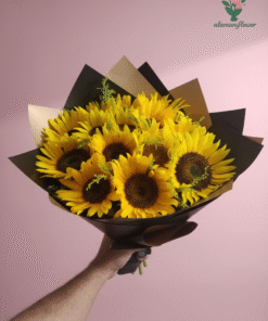 Luxury 15 Sunflowers Bouquet with Quad Imported Wrapping