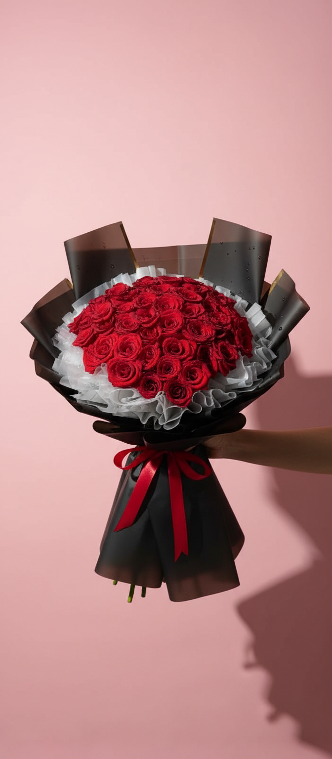 Luxury 50 Red Roses Bouquet with Premium Imported Wrapping Luxury 50 Red Roses Bouquet with Premium Imported Wrapping - Image 5